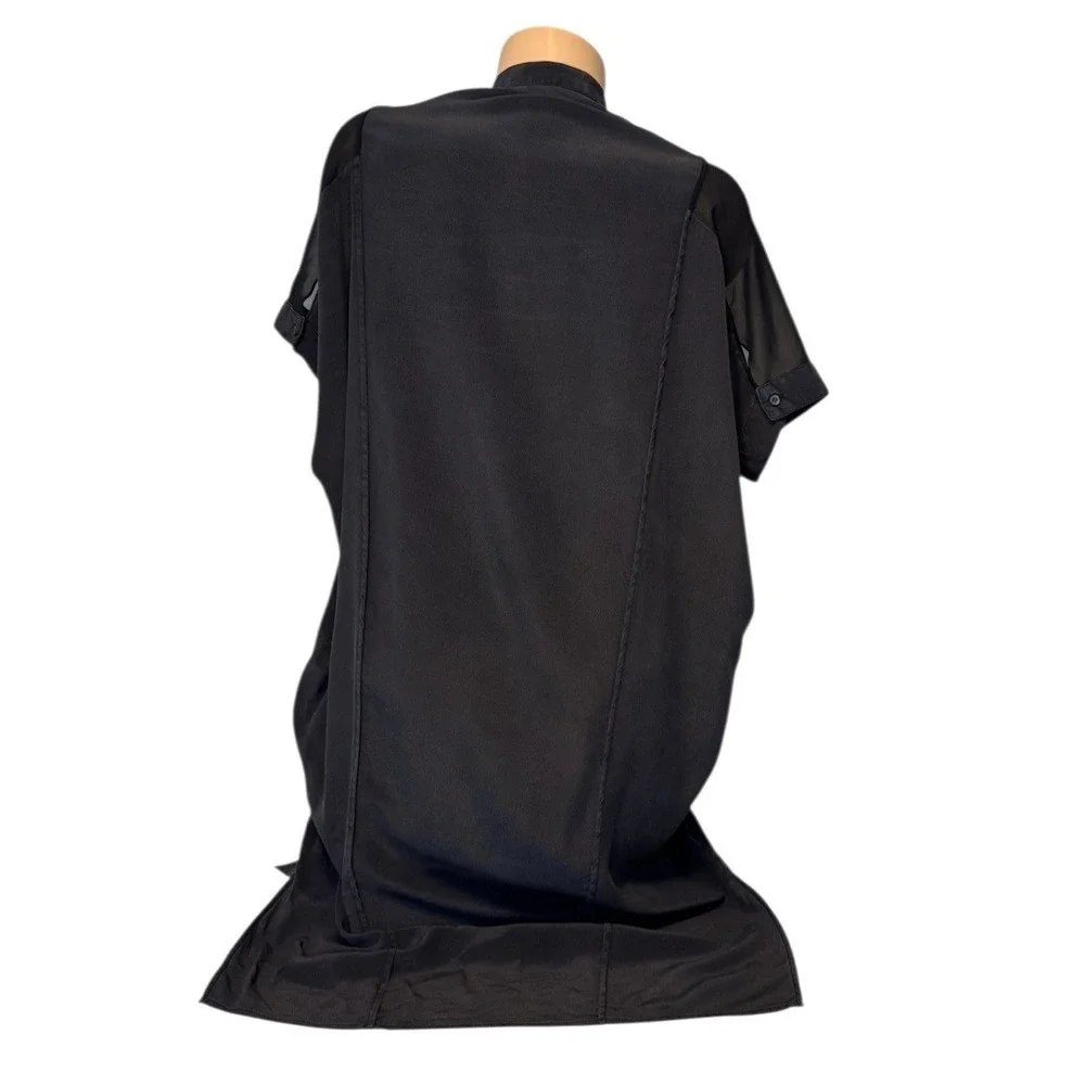 AllSaints Fleet Haze Silk Floral Shirt Dress Black Sheer Yoke Women's US 4 UK 8 - Picture 6 of 9
